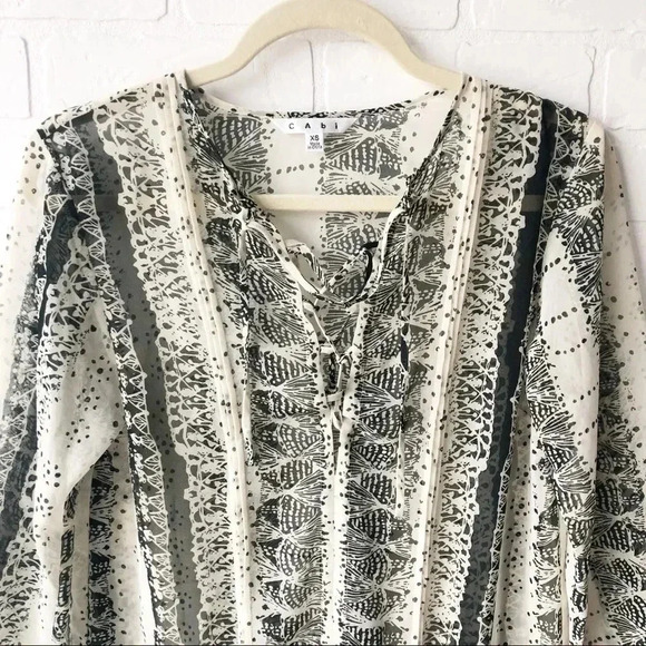 Cabi Beatnik Cream/Black Sheer Tunic XS - Picture 4 of 6